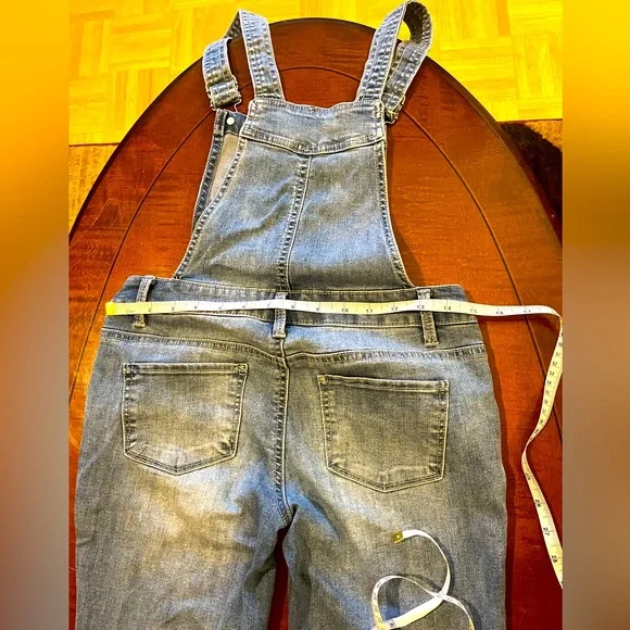 Ripped skinny jeans overalls/ jumpsuit. 5 pockets, adjustable straps. Blue. sz S - Picture 5 of 10